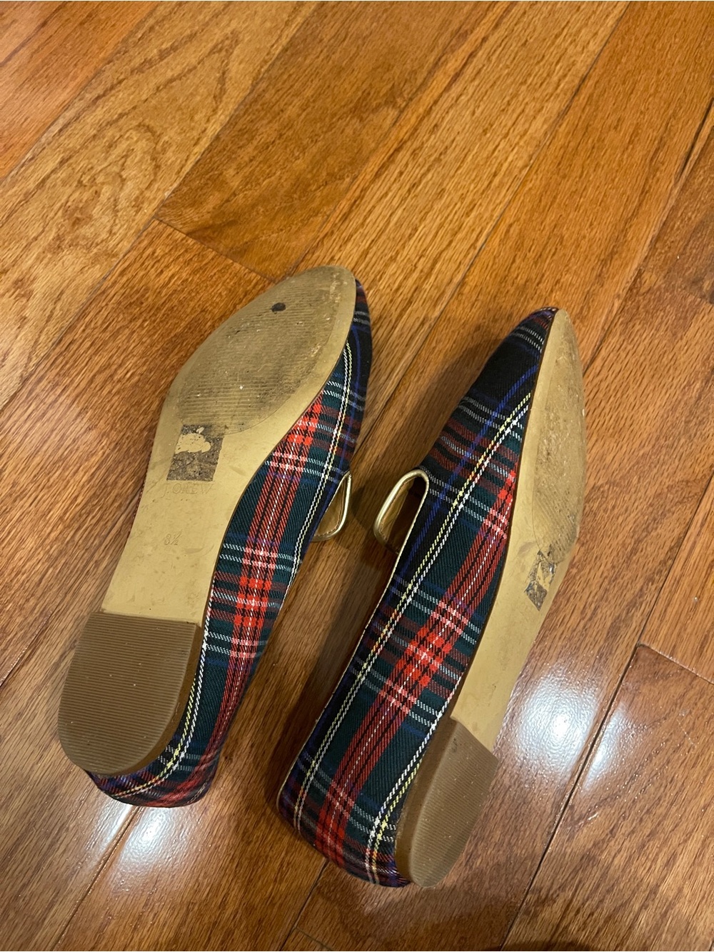 J.Crew Women's Plaid Tartan Black Red Green Blue Flats Slip-on Shoes Size 8.5 - Picture 11 of 11